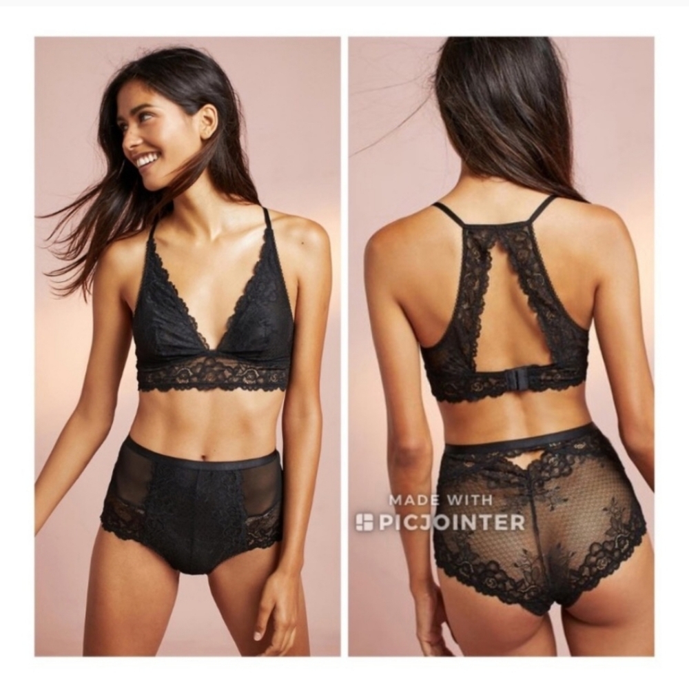 Floreat Lace High-Waisted Bikini Black M